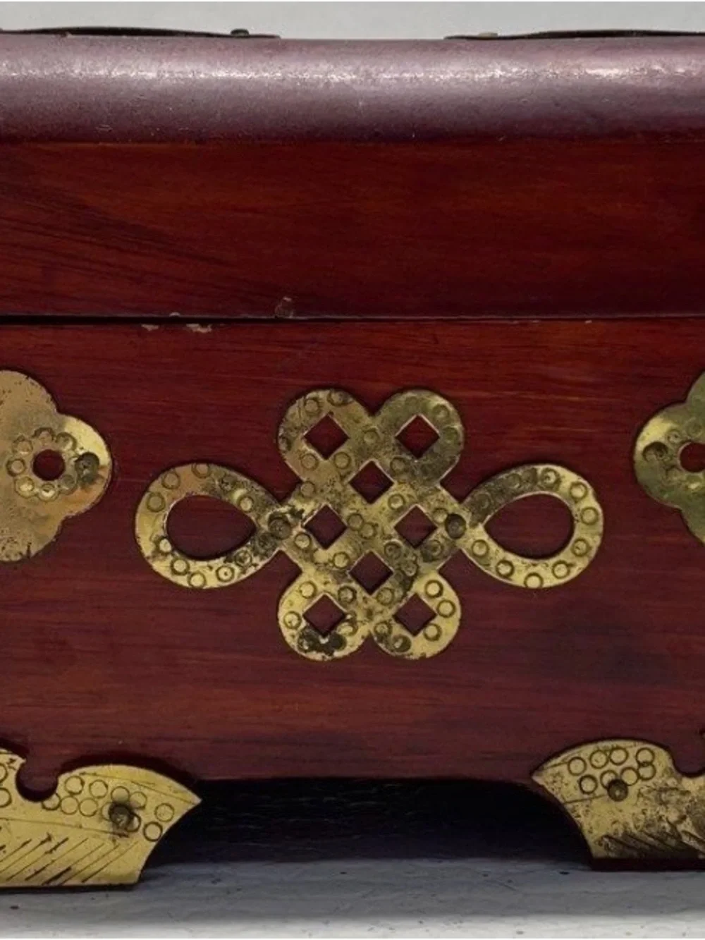 Antique-Style Red wood Jewelry Box with Brass Accents